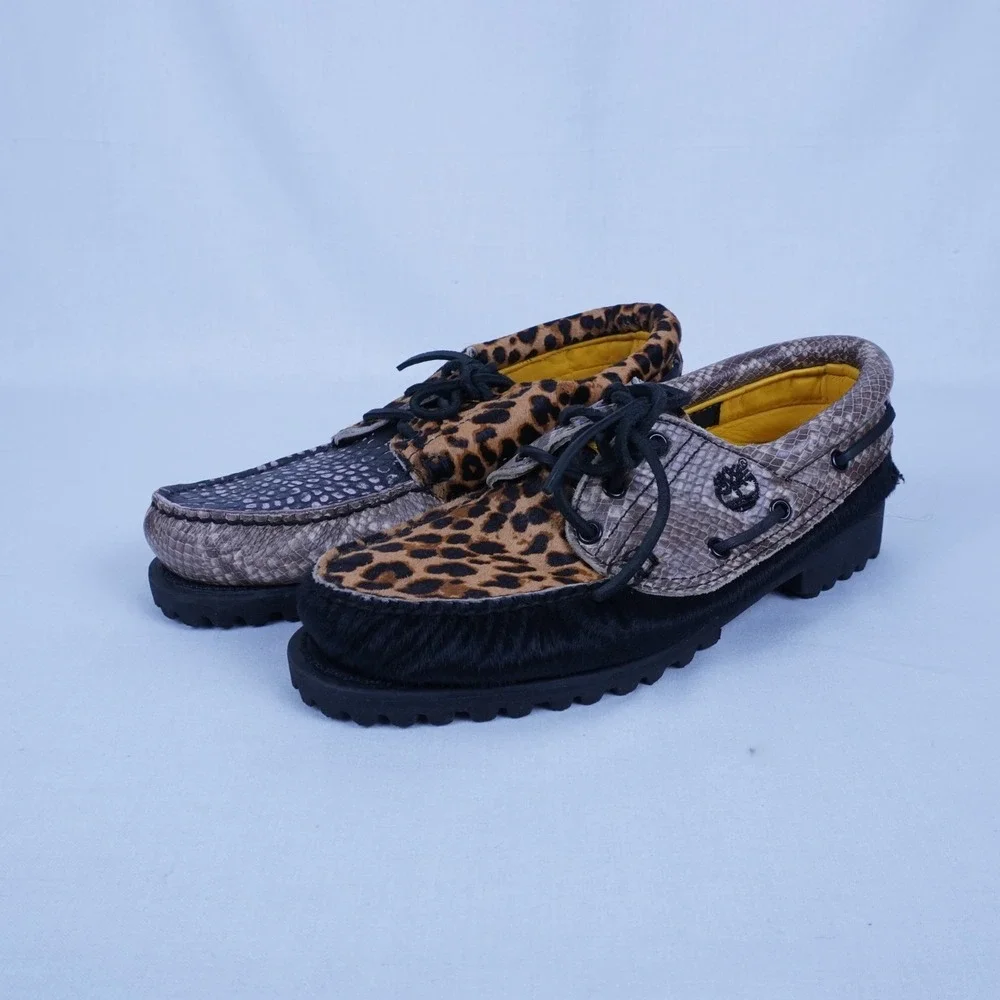 Chinatown Market x Timberland 3-Eye Lug Handsewn Boat 'Animal Print' 8.5W Mens